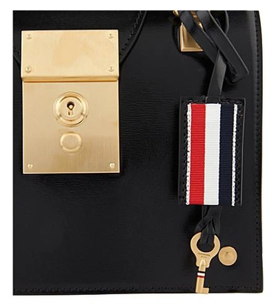 Shop Thom Browne Mini Calf Leather Shoulder Bag In Black