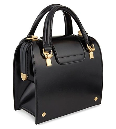 Shop Thom Browne Mini Calf Leather Shoulder Bag In Black