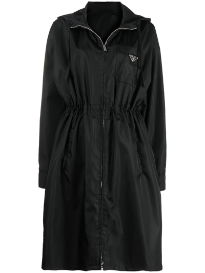 Shop Prada Re-nylon Drawstring Hooded Coat