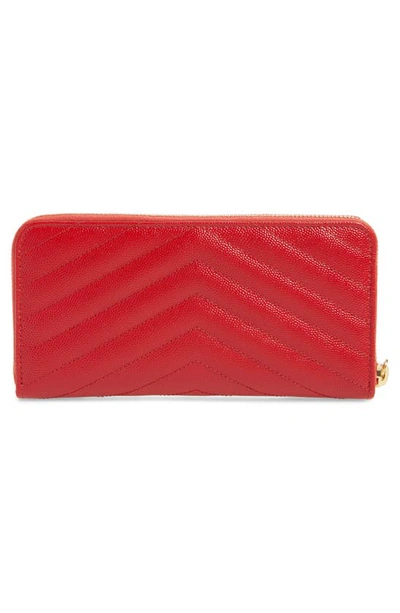 Shop Saint Laurent Monogram Quilted Leather Wallet In Bandana Red