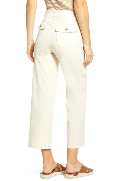 Spanx Stretch Twill Wide Leg Crop Pants In Parchment