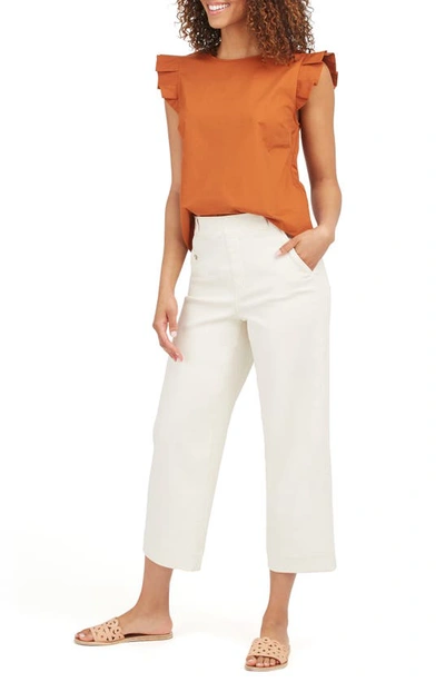 Spanx Stretch Twill Wide Leg Crop Pants In Parchment