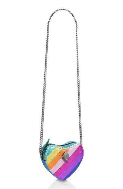 Shop Kurt Geiger Rainbow Shop Mini Kensington Heart Crossbody Bag In Multi/ Other
