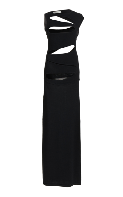 Shop Christopher Esber Women's Slashed Cotton-blend Knit Maxi Dress In Black