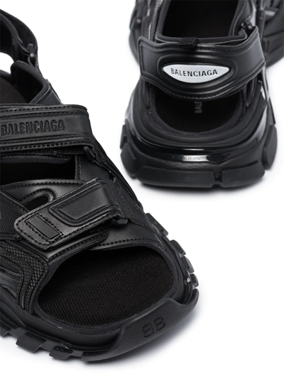 Shop Balenciaga Track Flat Sandals In Black