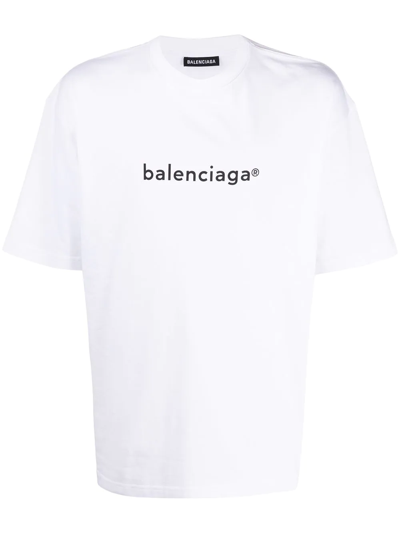 Shop Balenciaga Logo-print Cotton T-shirt In White