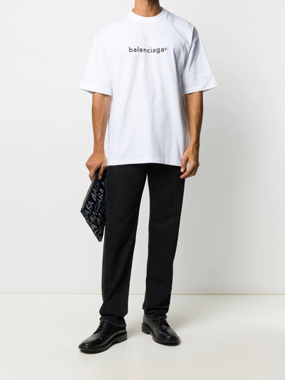 Shop Balenciaga Logo-print Cotton T-shirt In White