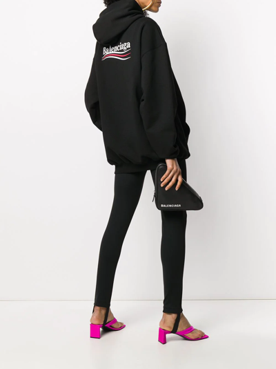 Shop Balenciaga Campaign Logo Print Hoodie In Black