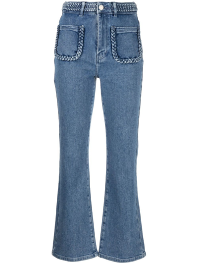 Shop Maje Cropped Flared Jeans In Blau