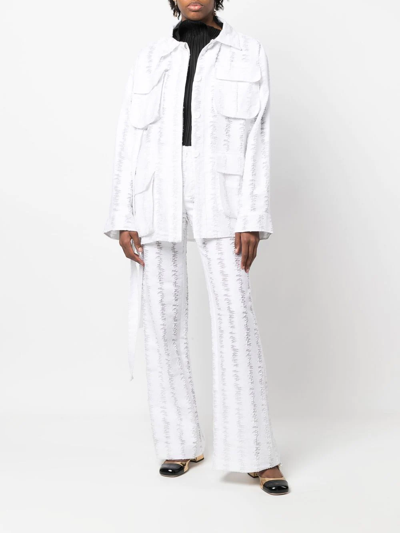 Cecilie Bahnsen Distressed Flared Trousers In White