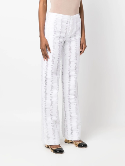 Cecilie Bahnsen Distressed Flared Trousers In White