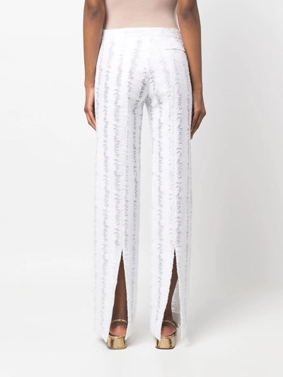 Cecilie Bahnsen Distressed Flared Trousers In White