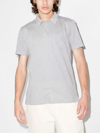 Shop Sunspel Short-sleeve Polo Shirt In Grau