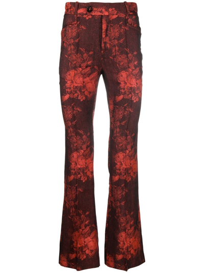 Shop Ernest W Baker Straight-leg Flared Trousers In Rot