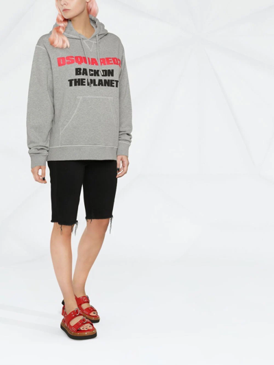 Shop Dsquared2 Slogan-print Hoodie In Grey