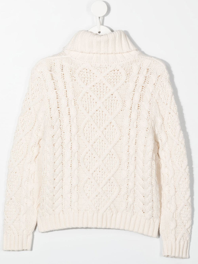 Shop Chloé Polo-neck Cable-knit Jumper In Weiss