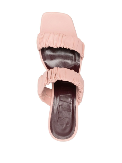 Shop Staud 80mm Leather Ruched Sandals In Pink