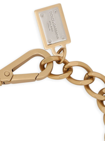 Dolce & Gabbana Logo-plaque Chain-link Bracelet In Gold