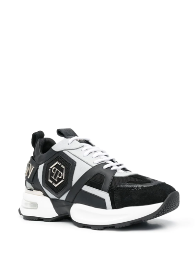 Shop Philipp Plein Hexagon-logo Low-top Sneakers In Schwarz