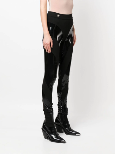 Shop Philipp Plein Contrasting Panel Leggings In Black