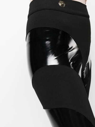 Philipp Plein Contrasting Panel Leggings In Black