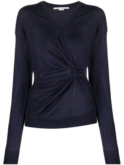 Shop Stella Mccartney Gathered Knitted Top In Blue