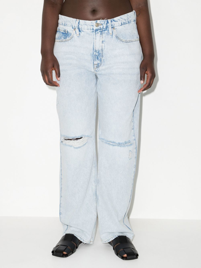 Shop Good American Ripped-detail Denim Jeans In Blau