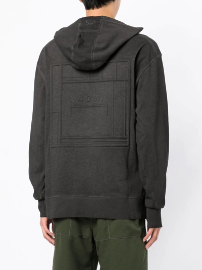 Shop A-cold-wall* Embossed-logo Long-sleeve Hoodie In Grau