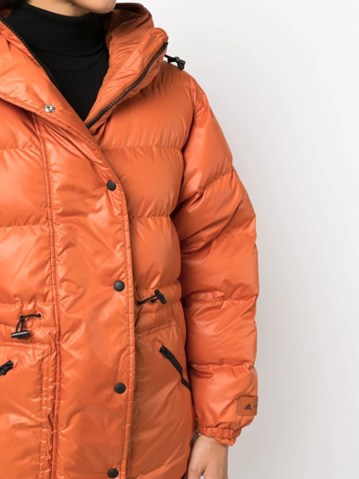 Shop Adidas By Stella Mccartney Padded Hooded Coat In Orange