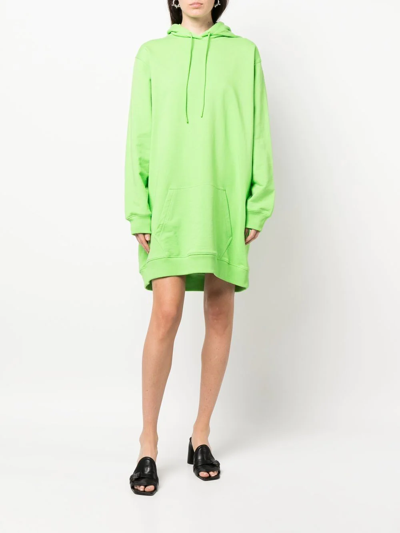 Msgm Logo-print Hooded Jumper Dress In Grün