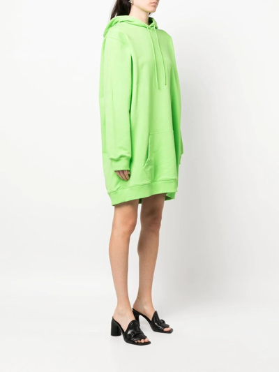 Msgm Logo-print Hooded Jumper Dress In Grün