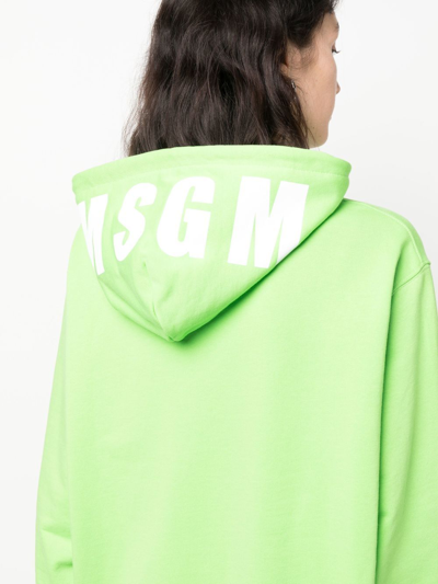Msgm Logo-print Hooded Jumper Dress In Grün