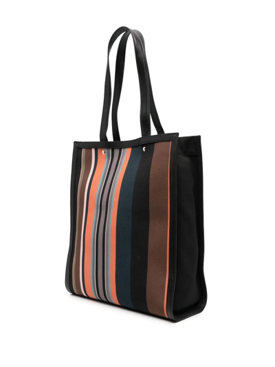 Shop Paul Smith Logo-patch Striped Tote Bag In Braun