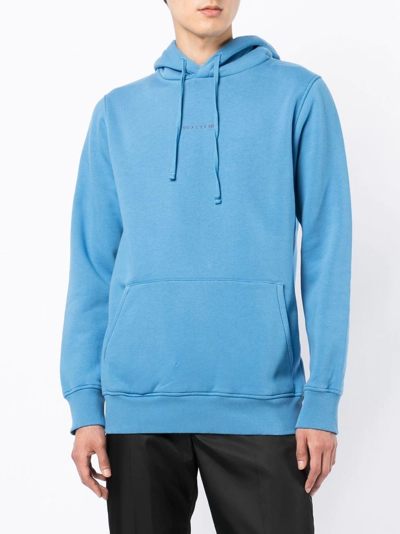 Shop Alyx Logo-print Drawstring Hoodie In Blau