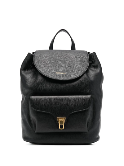 Shop Coccinelle Soft Leather Backpack In Schwarz