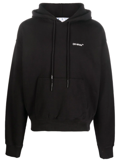 Off-white Half Arrows Graphic Pullover Hoodie With Drawstring Hood In Black