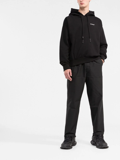 Off-white Half Arrows Graphic Pullover Hoodie With Drawstring Hood In Black