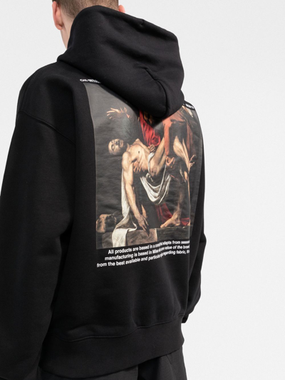 Off-white Half Arrows Graphic Pullover Hoodie With Drawstring Hood In Black