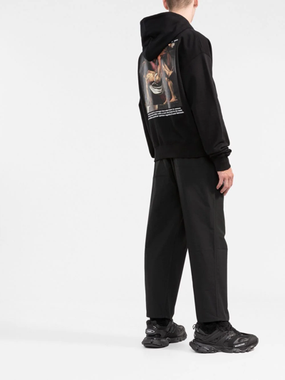 Off-white Half Arrows Graphic Pullover Hoodie With Drawstring Hood In Black