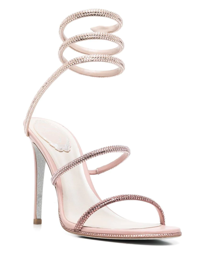 Shop René Caovilla Cleo Wraparound Crystal-embellished 110mm Pumps In Pink