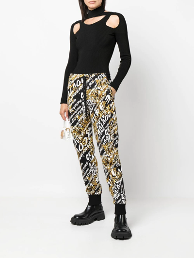 Shop Versace Jeans Couture Monogram-print Track-pants In Schwarz