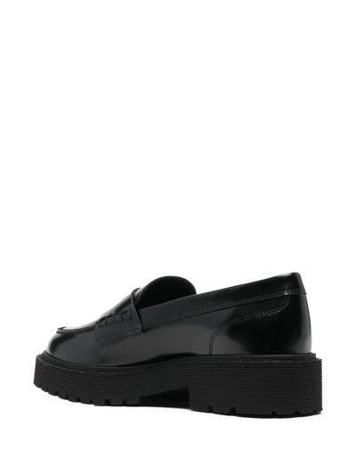 Hogan H543 Moccasins In Brushed Leather In Schwarz