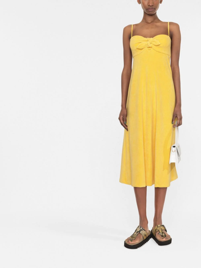 Zimmermann Jeannie Strapless Cotton-blend Terry Midi Dress In Mustard ...