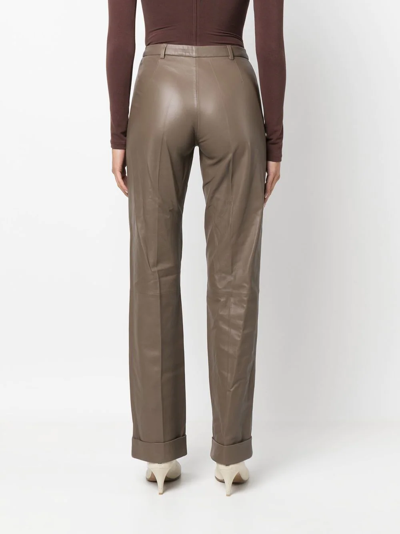 Shop Federica Tosi Flared Leather Trousers In Grau