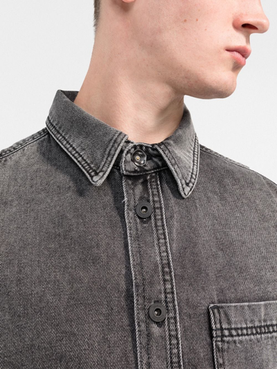 Shop Off-white Point-collar Denim Shirt In Grau
