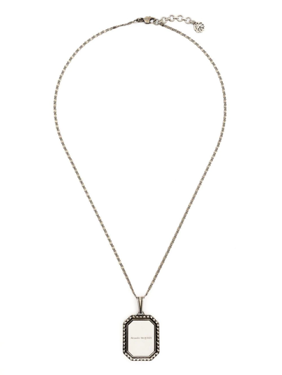 Shop Alexander Mcqueen Logo-engraved Pendant Necklace In Silber