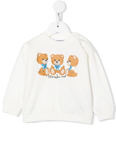 Shop Moschino Teddy Bear Print Sweatshirt In Weiss