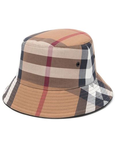 Shop Burberry Vintage Check Bucket Hat In Braun