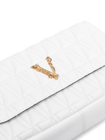 Shop Versace Virtus Shoulder Bag In White