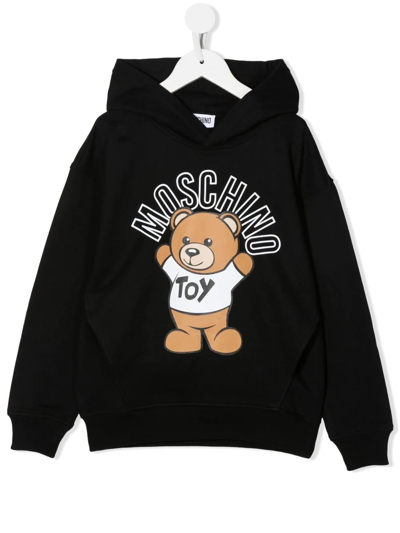 Shop Moschino Teddy Bear Graphic Hoodie In Schwarz